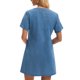 thumbnail image 3 of INSPIRE CHIC Vestido de Mezclilla para Mujer de Manga Corta con Cuello en V y Bolsillos Vestidos Casuales Mini de Jean XL Azul Claro, 3 of 6