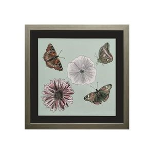 Ronda - Cuadro Lamina Mariposa Flores Pastel 50X50 Cm