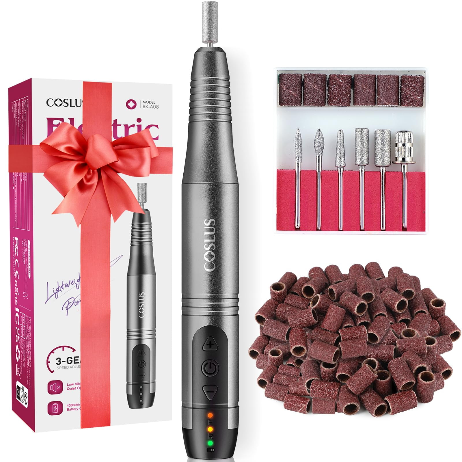 Set De Lima Eléctrica Inalámbrica Para Manicura Coslus De Nail Drill