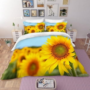 Milsleep - 3D Acuarela Girasol Funda De Edredón Juego De Ropa De Cama Fundas De Almohada 107