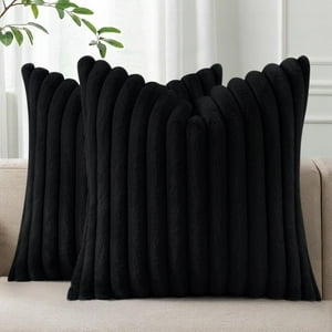 Aura Zeus - Fundas De Cojines Set X2 Cama Sillon Suave Negro 45 X 45 Almohada Negro