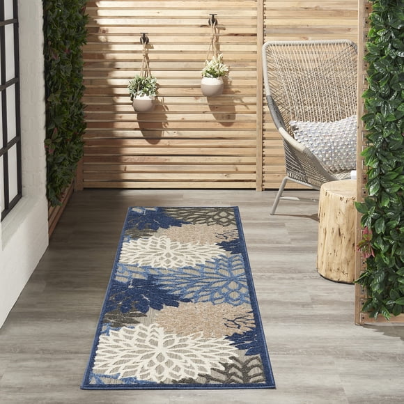 Alfombra Nourison Aloha 61x183 cm Interior/Exterior Azul Multicolor