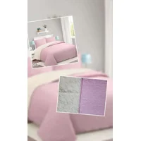 Casadeliacl - Cubrecama Quilt Sherpa 2Pl Rosado Pastel Aporta Armonía Diseño Liso Rosado Pastel