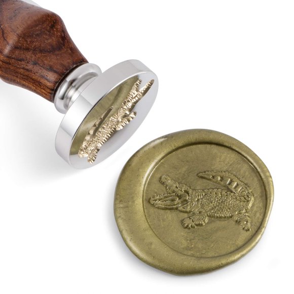 Tampón de sello de cera MCEAL 30 mm patrón de cocodrilo con mango de palo de rosa