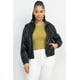thumbnail image 1 of Chaqueta con Capucha de Piel Sintética Negra, 1 of 9