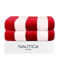 Nautica - 2 Toallas De Playa 100% Algodón 163X81Cm Cabana Roja