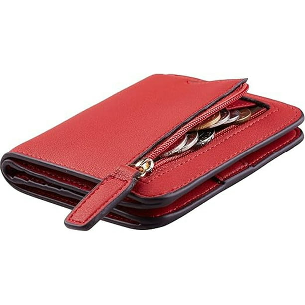 Cartera Mujer Pequeño Con Rfid Bloquea, Mini Monedero Bifold Para Tarjetas, Billetera De Piel Plegable Con Bolsillo, Tarjetero Minimalista Con Ventana De Identificación Para Chica Mujer