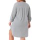 thumbnail image 2 of Agnes Orinda Camisón de Talla Grande para Mujer, Estilo Universitario, Rayas, Botones, Cuello en V, Manga 3/4, Pijama Suave, Vestido de Descanso con Bolsillo 4X Gris, 2 of 7