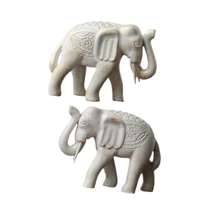 Bothyi - 2 Estatuas De Elefante De Madera Para Decoración Del Hogar, Para La Entrada Del Hotel O El Dormitorio.