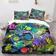 thumbnail image 1 of v261 Bed Sheets Graffiti Hip Hop Modern Street Art Bedding Set,Duvet Cover Bed Set Quilt Cover Pillowcase,King Queen Twin Size Boys Girls Adults 3-Piece Bedding Set (1 Duvet Cover + 2 Pillow Shams) Be, 1 of 5
