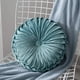thumbnail image 2 of XmhyTop Almohada decorativa redonda plisada, terciopelo suave y felpa neutra, 1 pieza, 15 pulgadas de diámetro, cojín de asiento, Estilo D, Verde, 2 of 5