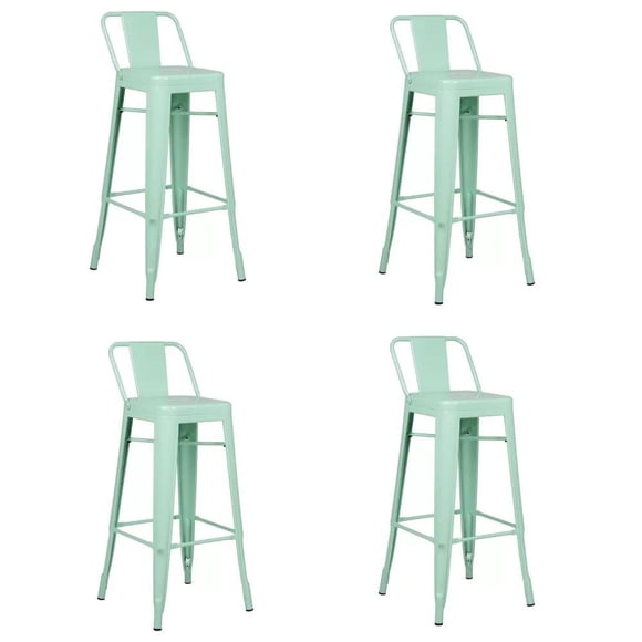 Pack 4 Taburetes (pisos) Tolix Menta / 66 Cm, Respaldo Bajo