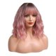 thumbnail image 2 of Peluca De Pelo Mujer Longitud Del Hombro Rizado Ondulado Uso Diario Disfraz Cosplay Rosa, 2 of 5