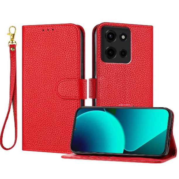 Funda Cartera para Motorola Moto G Stylus 5G 2025 Tarjetero Soporte Magnético y Correa Rojo