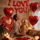 thumbnail image 2 of Set de globos Paivanwoo I Love You con globos en forma de corazón y pétalos de rosa, 2 of 8