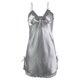 thumbnail image 1 of INSPIRE CHIC Mujer Camisón de Satén con Escote en V con Encaje Floral y Lazo, Tirantes Ajustables, Vestido de Dormir Gris-encaje L, 1 of 6
