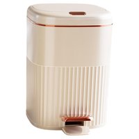 Bothyi - Cubo De Basura Con Escalón, Cubo De Basura Rectangular Con Pedal Para Baño, Entrada De Garaje, Color Blanco Dorado, 10L