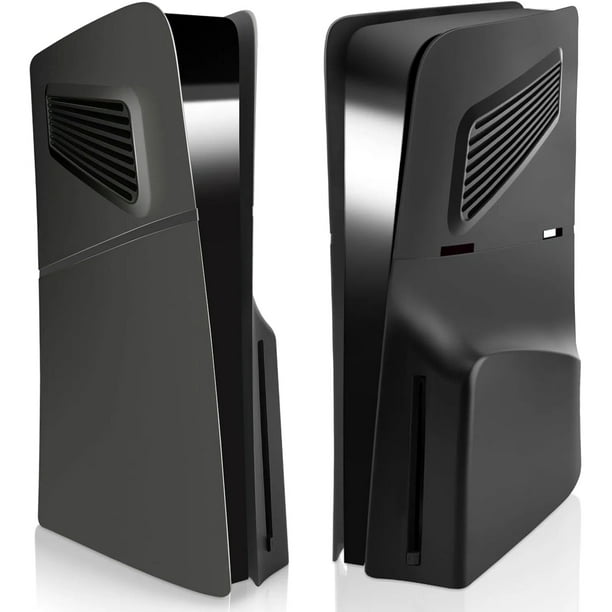 Placas de cubierta para la consola PS5 Slim Disc Edition - Rejillas de ventilación de refrigeración a prueba de golpes de reemplazo de protección personalizada de la cáscara de la piel-Negro