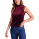 thumbnail image 4 of INSPIRE CHIC Camisetas sin mangas de cuello de tortuga simulado para mujeres Camisetas sin mangas de terciopelo S Vino Rojo, 4 of 6