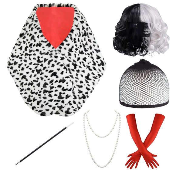Disfraz QAQ-COSPLAY Cruella Deville Mujer - Set de 6 Piezas