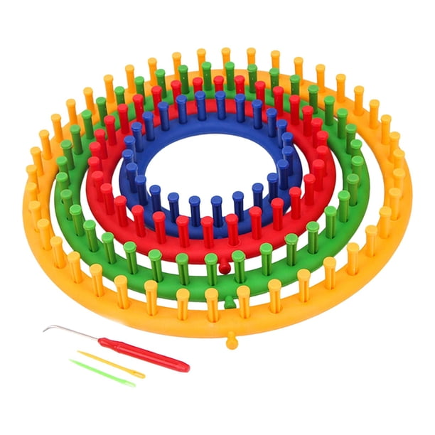 Juego de 4 telares redondos para tejer, máquina de tejer ligera, resistente y duradera, herramienta de tejer portátil, práctica, con gancho de crochet