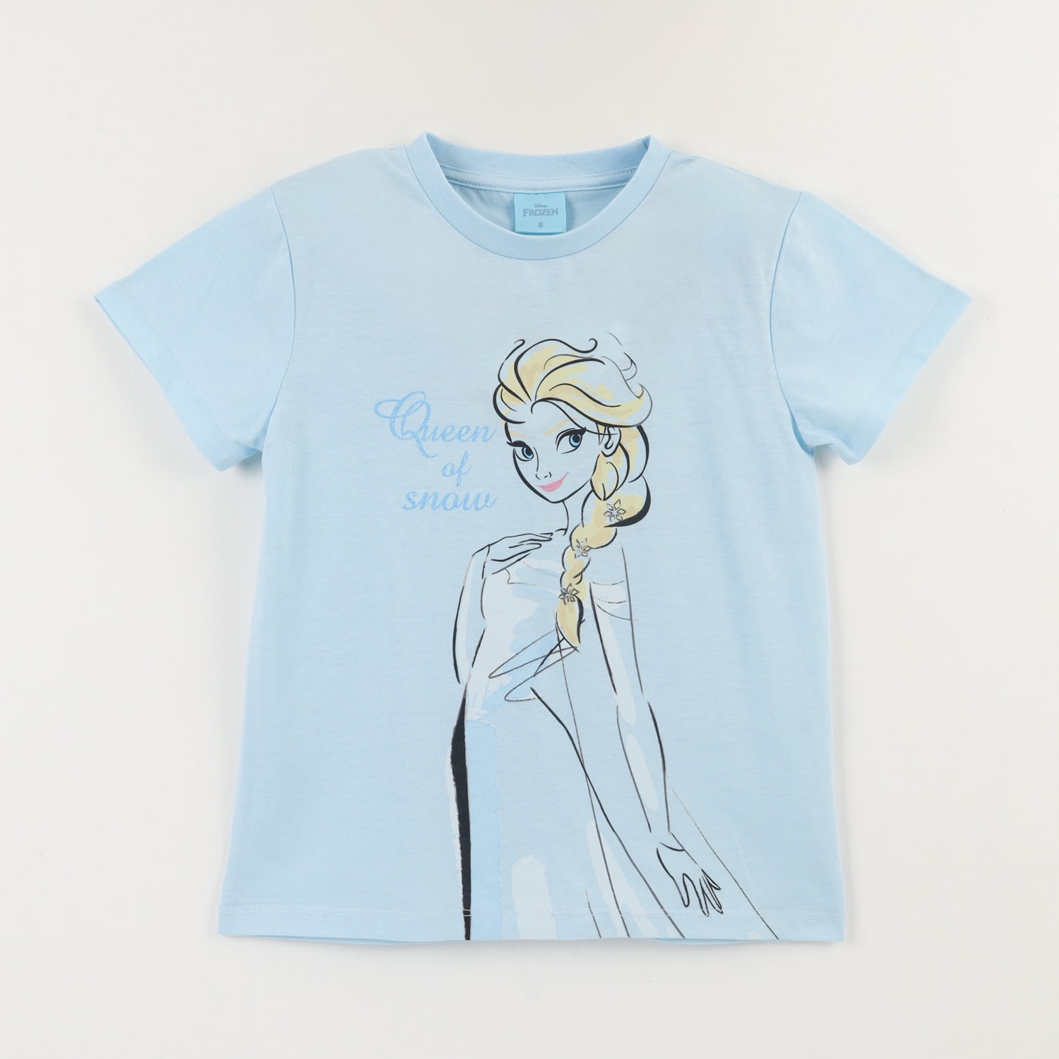 Polera Manga Corta Niña Celeste Elsa Frozen Disney