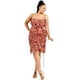 thumbnail image 3 of Saronite Vestido Corto con Estampado de Animales Salvajes, Tirantes Ajustables, Bajo con Volantes, Burdeos (Talla Grande para Mujer), 3 of 3