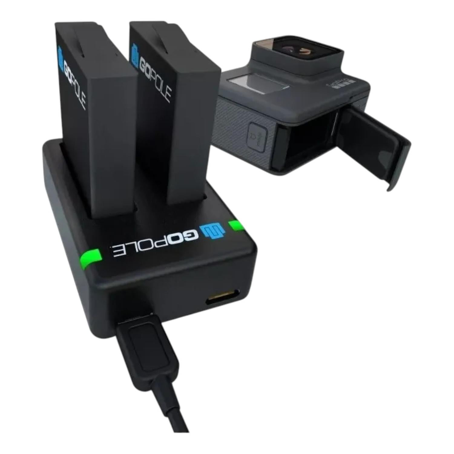 Gopole - Kit Doble De Bateria (2 Baterias + Cargador) Para Gopro Negro