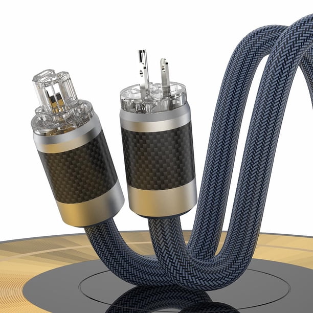 Cable de alimentación Moonsaudio de 1,5 m, 125 V, 15 A, con enchufe de fibra de carbono