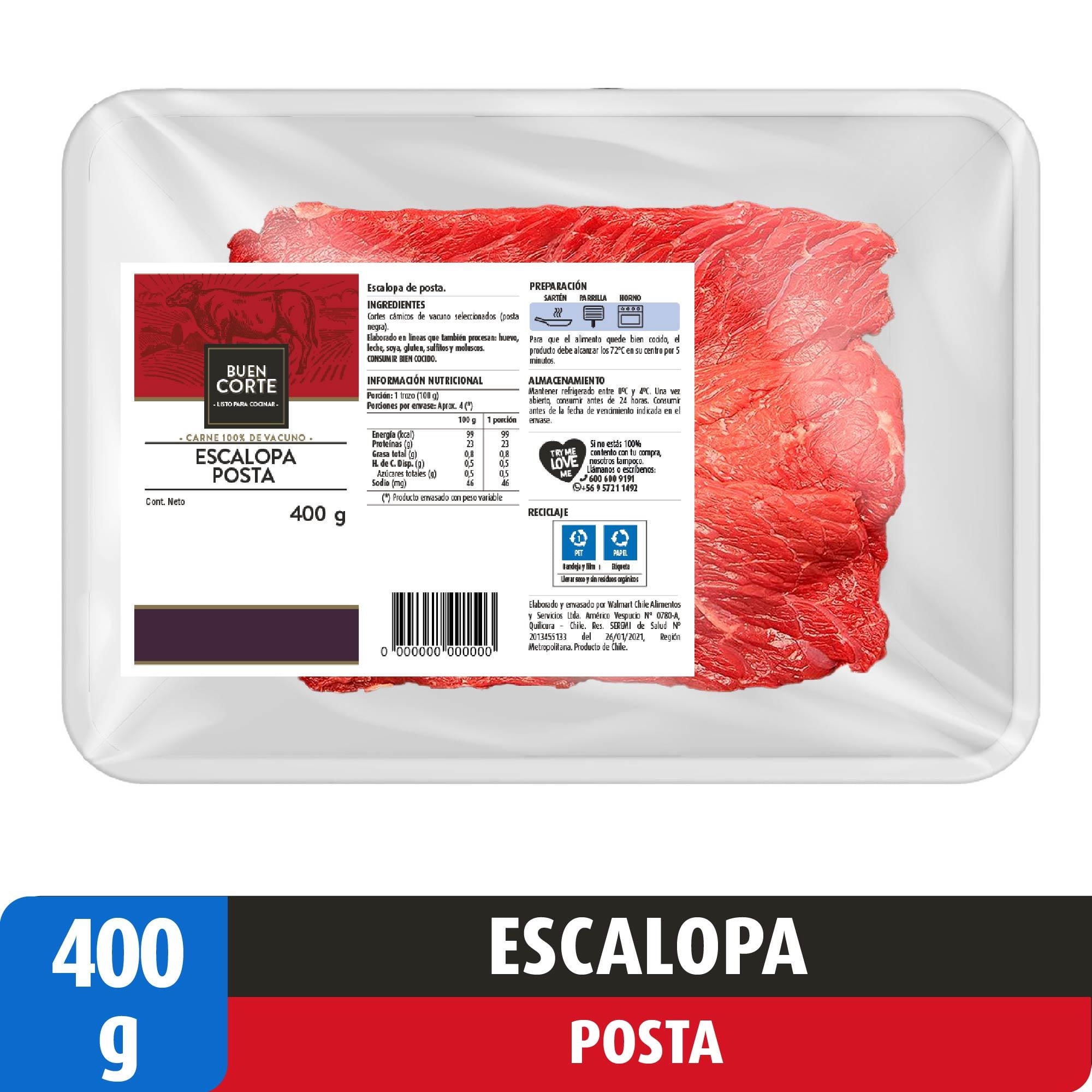 Carne De Vacuno Escalopa Posta 400 g El Buen Corte