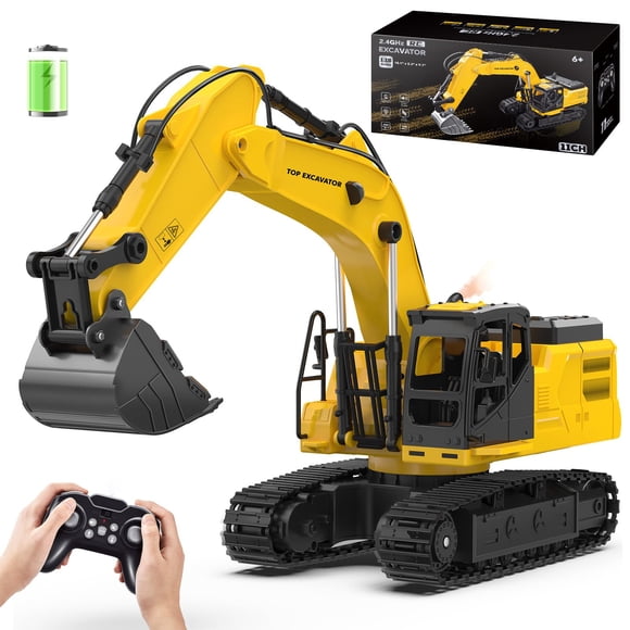 Excavadora a control remoto KIDDITOY 2025 mejorada a escala 1:18