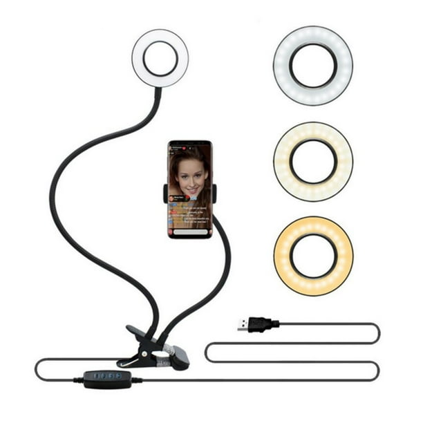 Soporte Clip Aro Luz 10 Cm Smartphone Flexible Lider