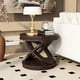 thumbnail image 3 of Retro Round Wooden End Table, Sofa Side Table with X-shape Base for Family Dining or Living Room. Espresso, 3 of 3
