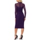 thumbnail image 3 of Vestido de malla INSPIRE CHIC para mujer con cuello alto, manga larga, fruncido, cóctel, ajustado, M, púrpura, 3 of 6