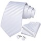 thumbnail image 1 of Corbata blanca rayas hombre seda paño y colleras Blanco striped, 1 of 7