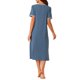 thumbnail image 3 of INSPIRE CHIC Camisón de Mujer con Cuello en V y Bolsillos, Manga Corta con Abertura Lateral, Bata de Noche con Ribete en Contraste para Primavera Verano M Azul, 3 of 6