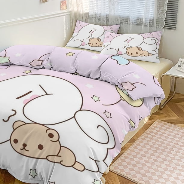 Cute Cinnamoroll Cartoon Duvet Cover Set Bedding Set 1 Duvet Cover And 2 Pillowcases 3D Cartoon Dog Printed Comfortable And Ultra Soft Bed Set Room Decor for Bedroom