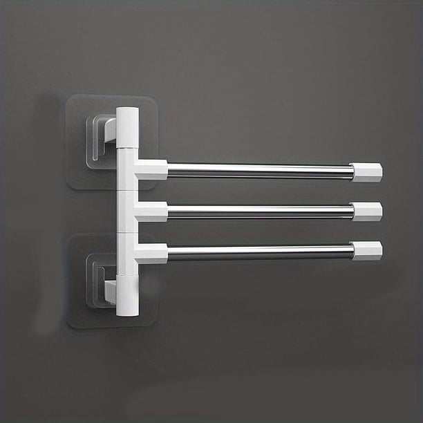 1pc Bathroom Punch-free Wall Hanging Rotating Towel Rack, Toilet Shelf, Multi-layer Hanging Rod, Washroom Hanging Folding Rack