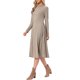 thumbnail image 4 of INSPIRE CHIC Vestido Midi de Punto Acanalado para Mujeres Cuello Alto Manga Larga Vestidos Línea A XS Marrón Claro, 4 of 6