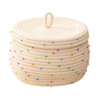 Magideal - Cesta De Almacenamiento Tejida, Organizador De Escritorio Con Tapa, Bonita Cesta De Almacenamiento Tejida, Contenedor Para Refrigerios Para El Hogar Y