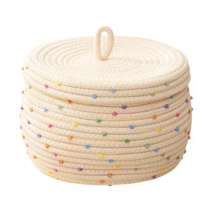 Magideal - Cesta De Almacenamiento Tejida, Organizador De Escritorio Con Tapa, Bonita Cesta De Almacenamiento Tejida, Contenedor Para Refrigerios Para El Hogar Y