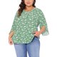 thumbnail image 1 of Agnes Orinda Conjuntos de Halloween Blusa de Chifón para Mujer Tallas Grandes Cuello en V Manga 3/4 Verano Casual Túnica Blusa 1X Verde, 1 of 5