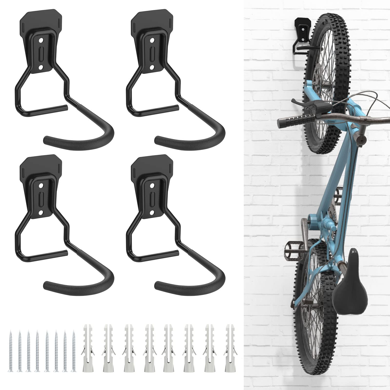 Soporte De Pared Para Bicicleta Housolution, Resistente, Con Gancho Fijo, Paquete De 4