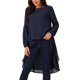 thumbnail image 4 of INSPIRE CHIC Blusas asimétricas de gasa casuales elegantes para mujer con mangas largas de linterna y cuello redondo, L Azul oscuro, 4 of 5