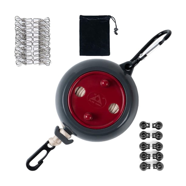 Tendedero de camping Tendedero portátil Sin taladro Ligero Ajustable Cuerda de secado de ropa Línea de lavado para RV Habitación de hotel interior al Rojo 8m con Bolsa