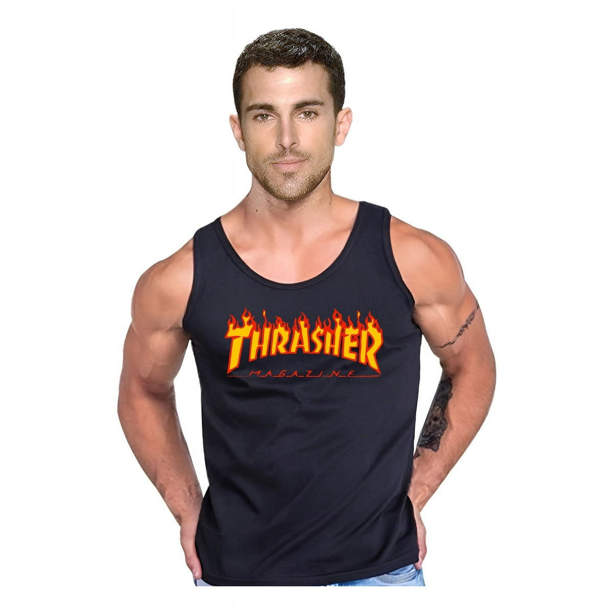Persodesign - Polera Thrasher Magazine Gimnasio Musculosa Tank Gym Talla M Negro Hombre