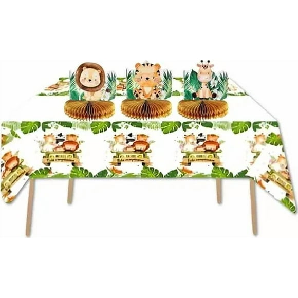 Mantel safari cumpleaños feliz fiesta verde musgo
