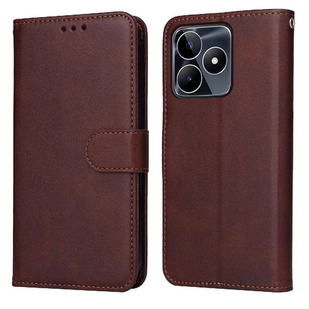 Funda Billetera para Realme C53 con Porta Tarjetas y Soporte Ajustable Marrón