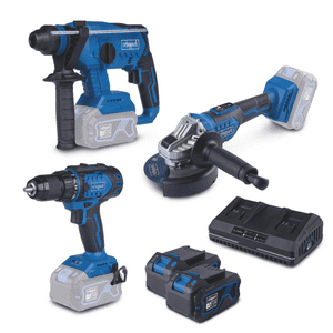 Taladro Atornillador + Rotomartillo + Esmeril Con Cargador Doble Y 2 Baterias De 4Ah Brushless Scheppach