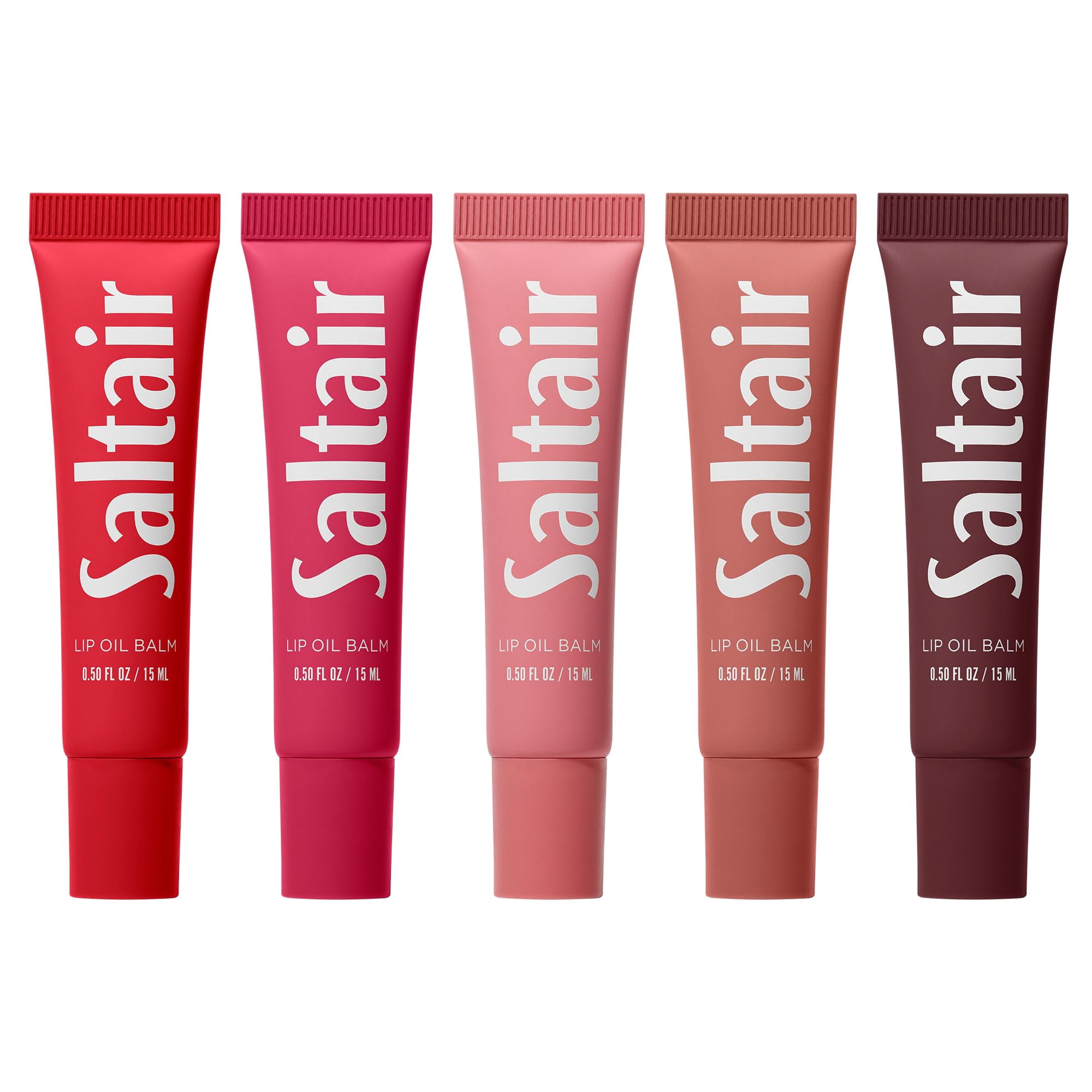Bálsamo De Aceite Labial Saltair Hydrating, Brillo Transparente Y Teñido, Paquete De 5